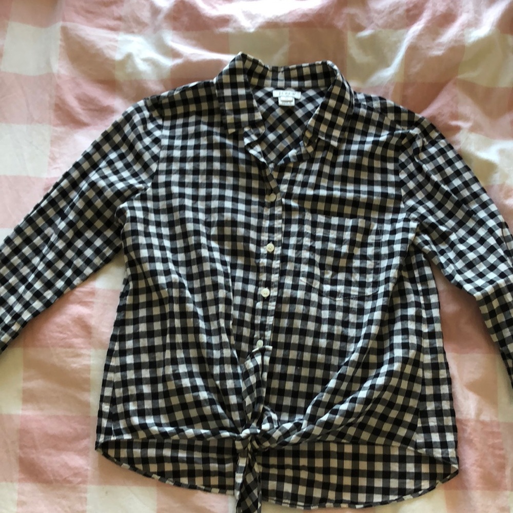 J Crew black gingham button down